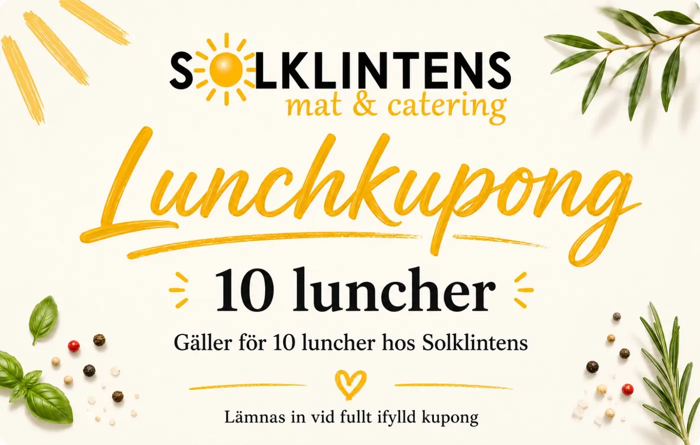 Solklintens lunchkupong som gäller för 10 luncher